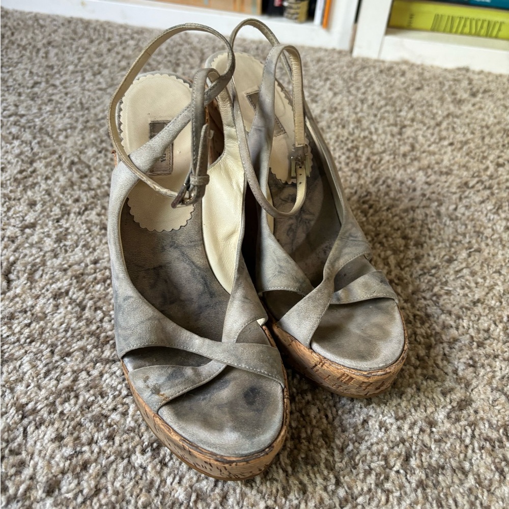 Prada cork espadrille wedges size 38.5!
